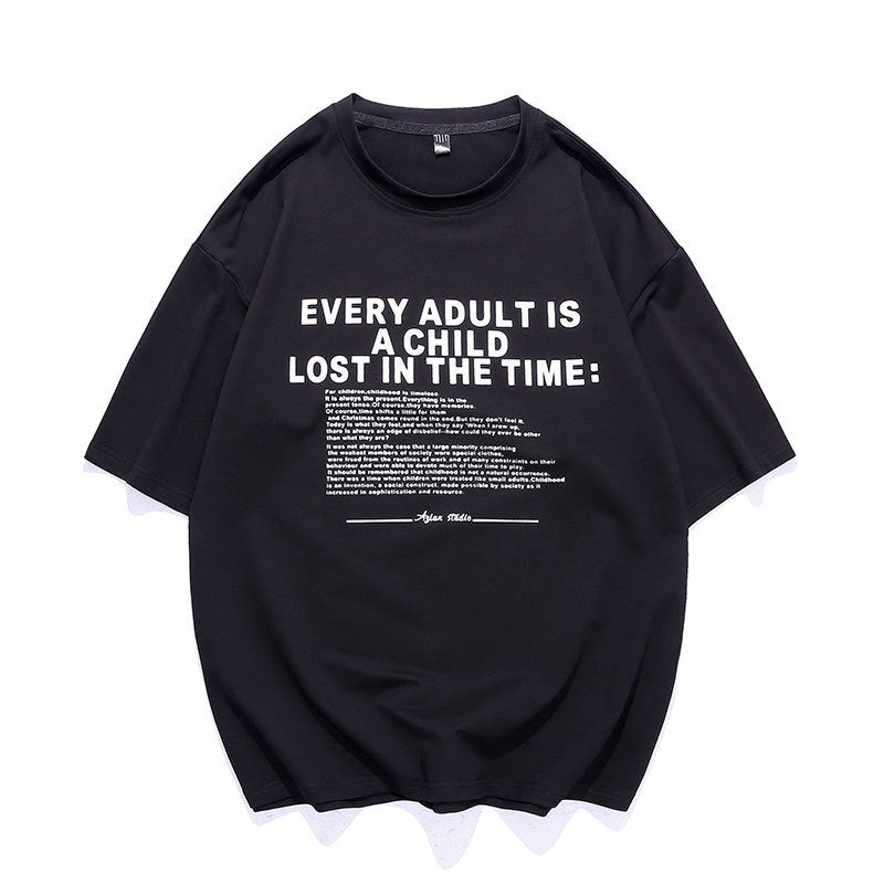Hong Kong Fashion Brand Hip Hop Cotton Half-Sleeve Base Shirt