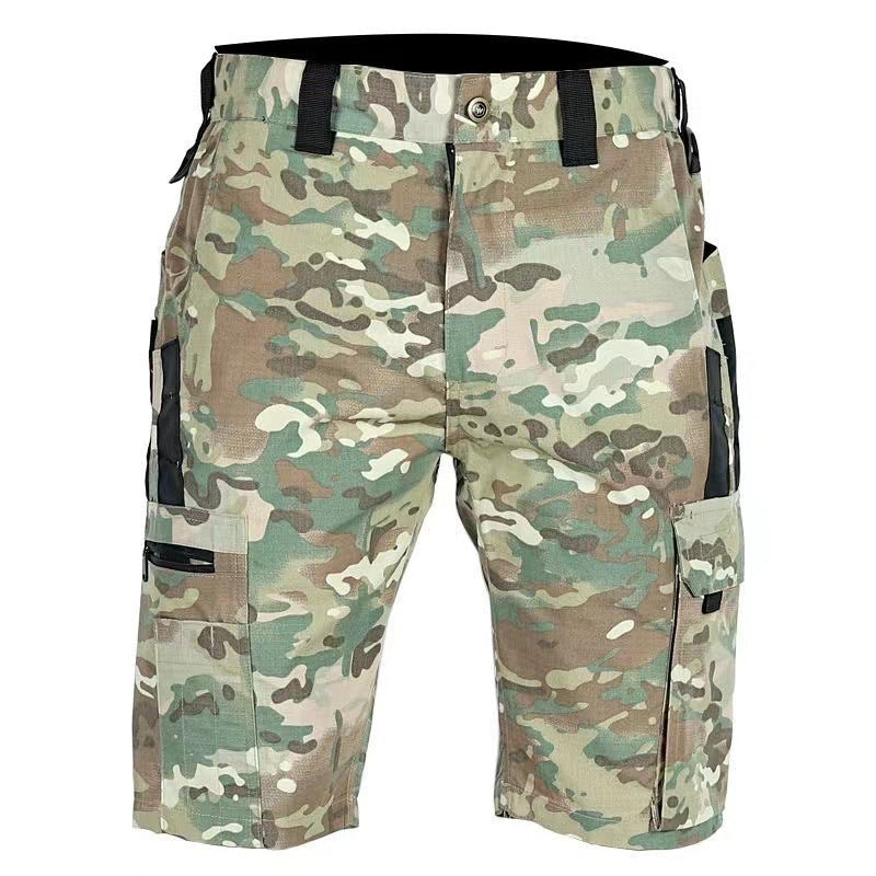 Beetle Elastic Waist Multifunctional Camouflage Shorts