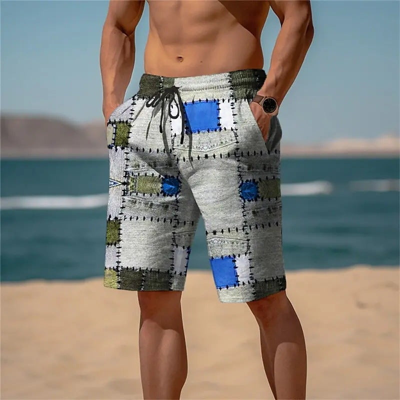 3D Plaid Men's Shorts Striking Plaid Pattern With Depth
