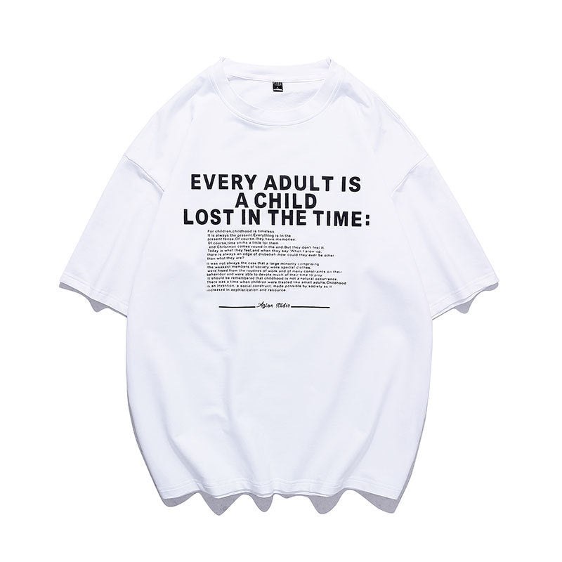 Hong Kong Fashion Brand Hip Hop Cotton Half-Sleeve Base Shirt
